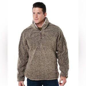 True Grit Luxe Heather Melange Shearling Quarter Zip Pullover Brown Size Small